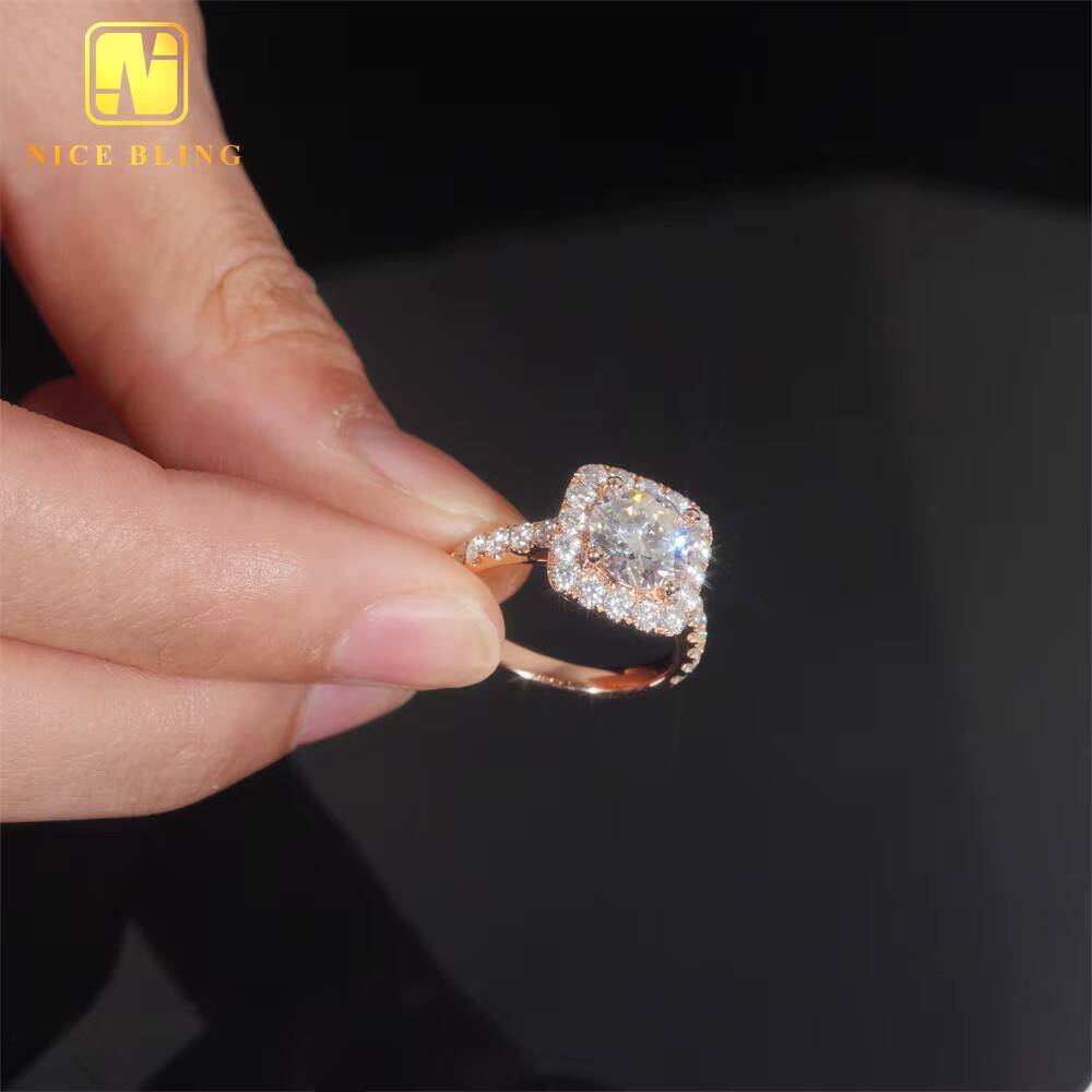 Classic Diamond Wedding Rings Women 14K Real Gold Round Cut VVS Moissanite Engagement Ring for Women