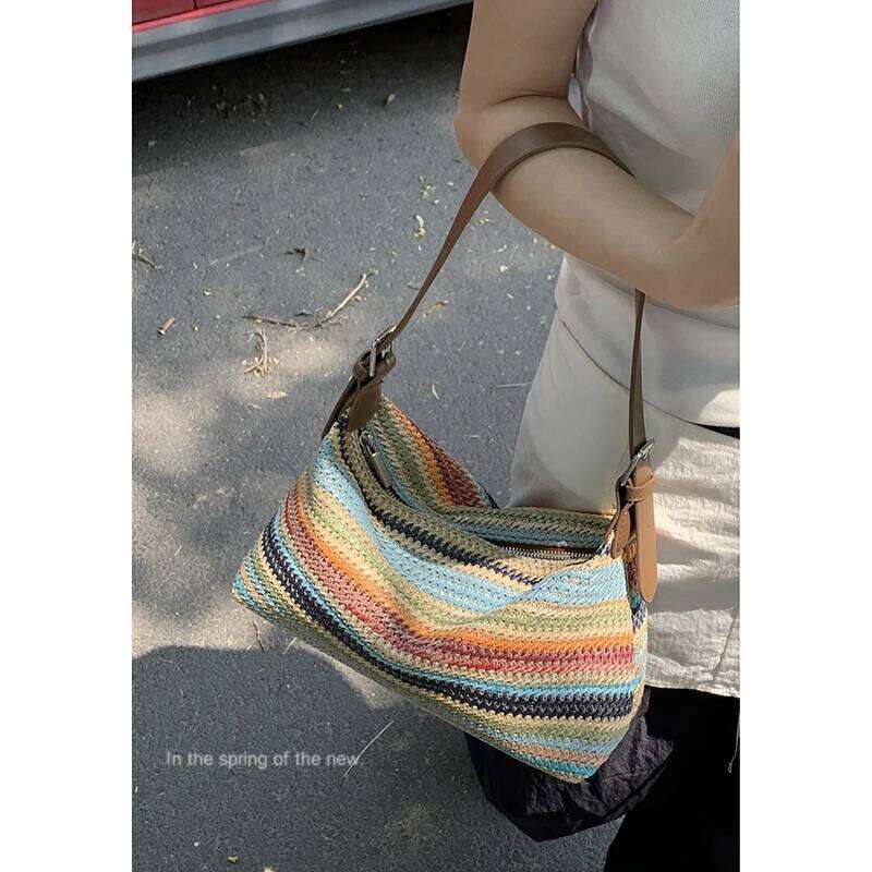 Miyagawa Summer Niche Underarm Bag Women's 2024 New Fashion Hand-Held Grass Woven Versatile Single Shoulder Crossbody Bags