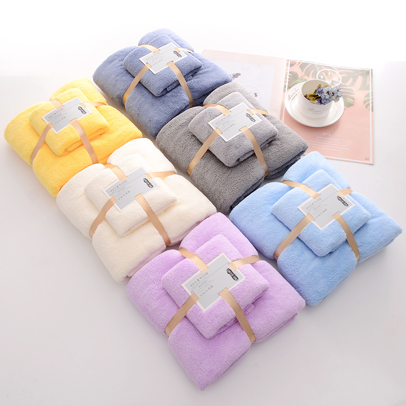 sets High quality jelly velvet absorbent coral velvet thickened non shedding Hair Face Hand Bath Towel Sets