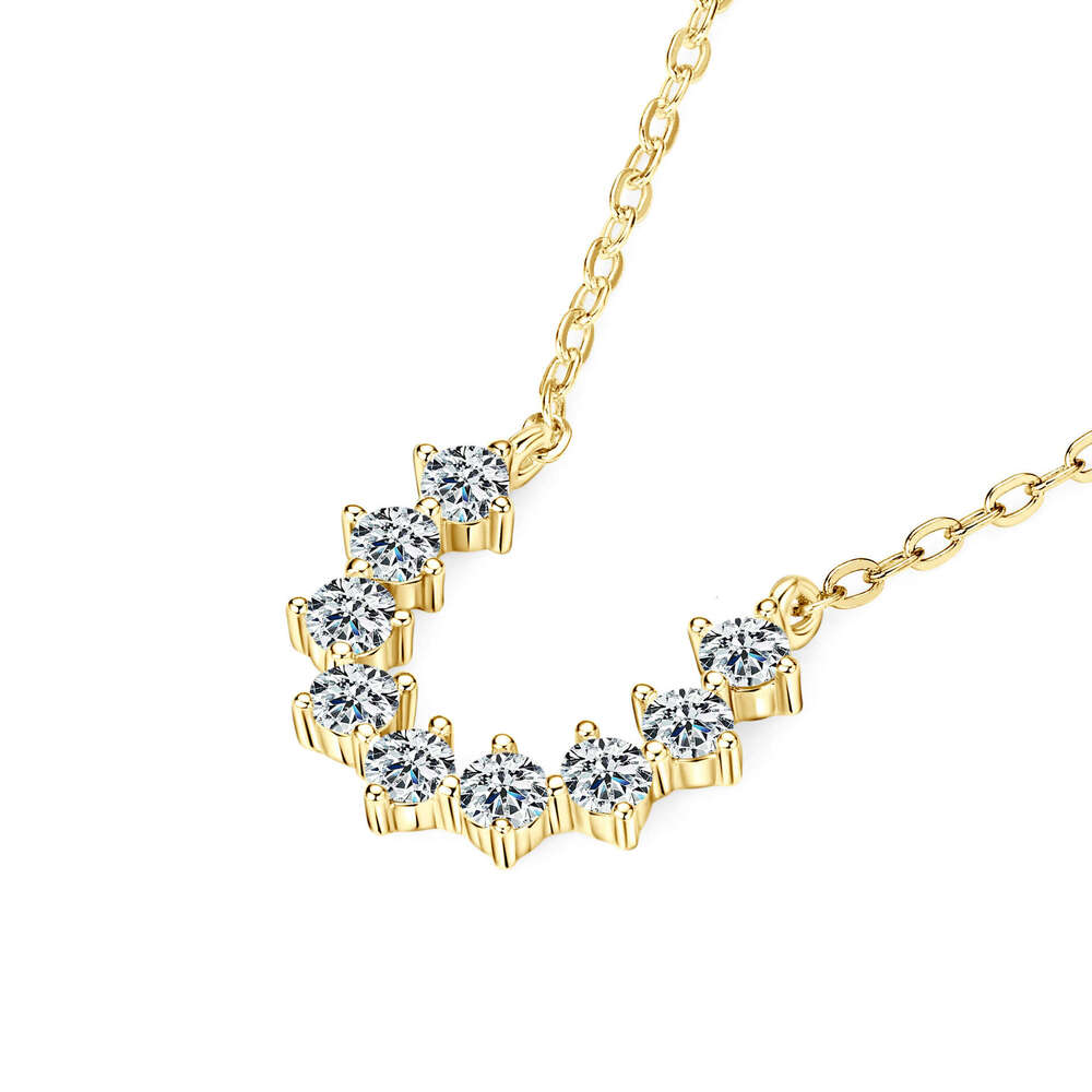 S Pure Sier U-Shaped Horseshoe Necklace For Women With Moissanite, Fashionable Niche Personality Collarbone Chain, 520 Gift 79B