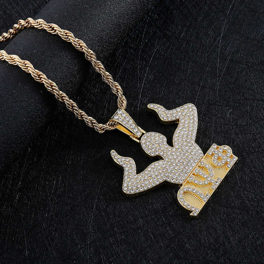 Hot Selling Full Dia Letter Pendant Hip Hop Trendy Personalized Alloy Rhinestone Braided Chain Necklace