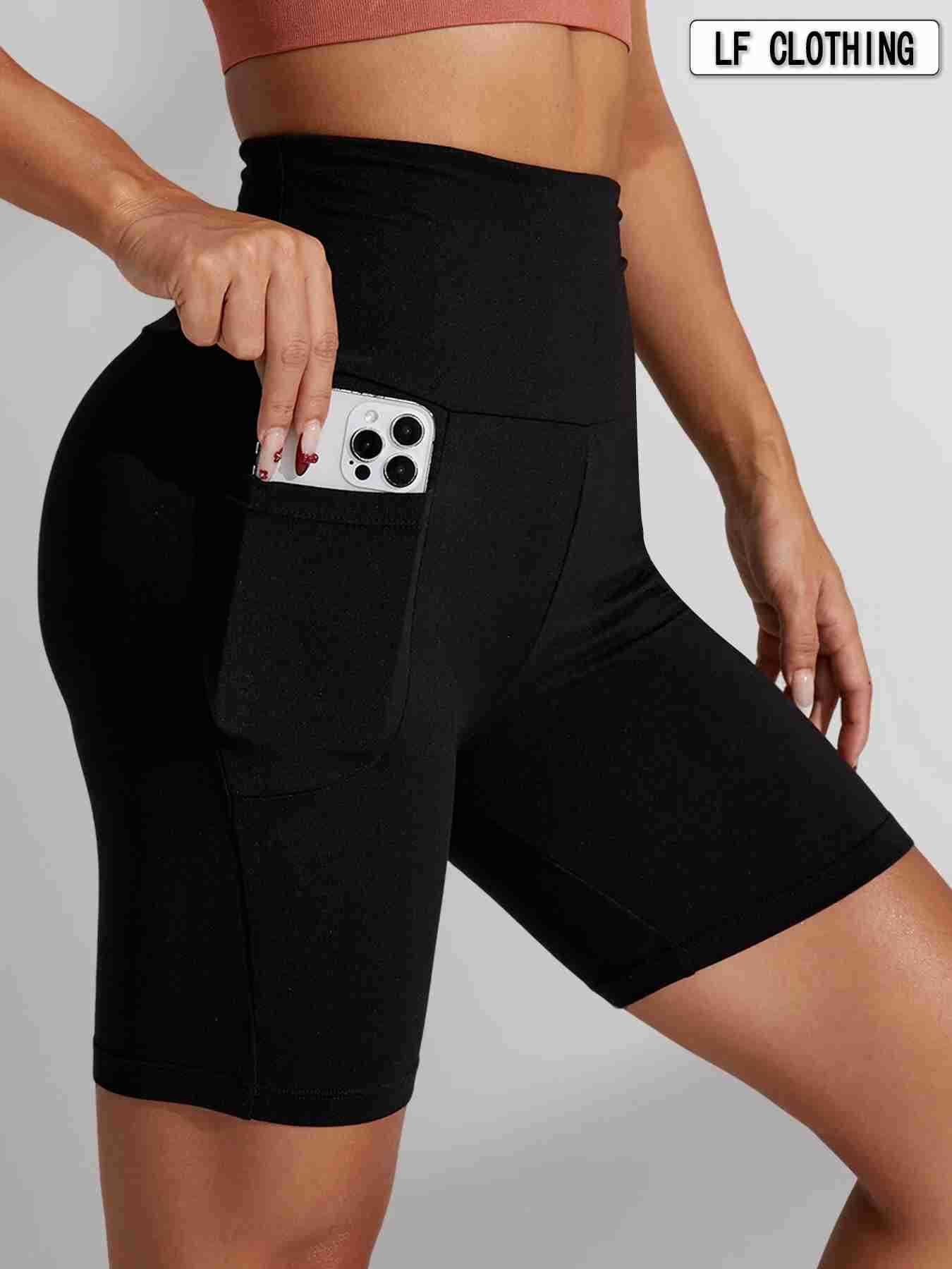 igh Waisted Biker Shorts For Women With Pockets No See Through Workout Running Yoga Athletic Shorts Push Up Gym Fitness M250717