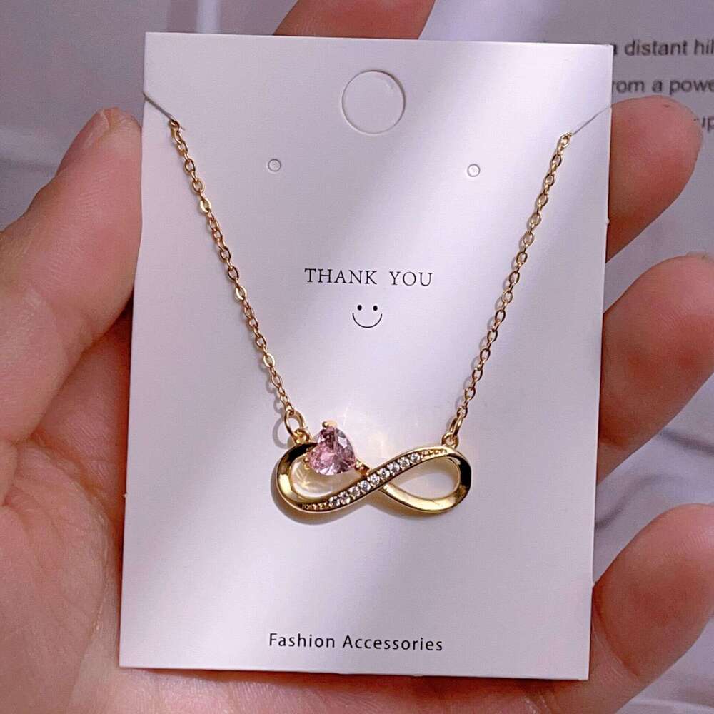 Titanium Steel Clavicle Chain Lucky 8 Pendant Necklace For Women Light Ins Style Hundred Towers Jewelry 10A