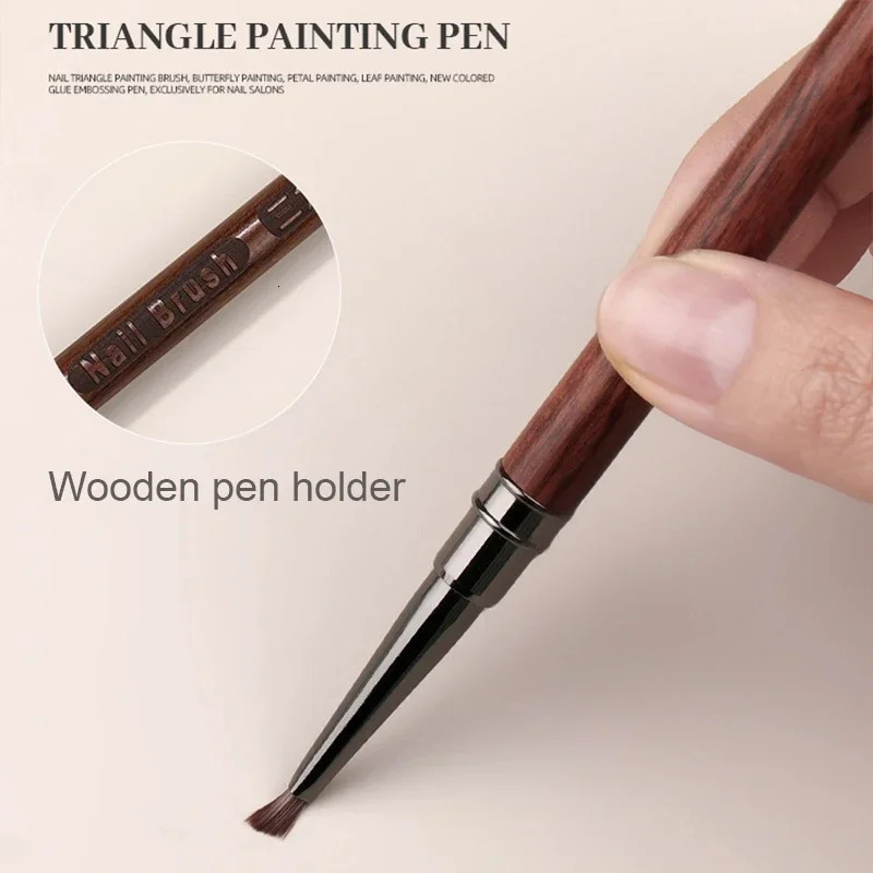 Triangular Nail Art Brush Pen 3D Tips Pattern Potherapy Acrylic Nail Brush UV Gel DIY Manicure Tools Wood Handle Nail Brushes 250716