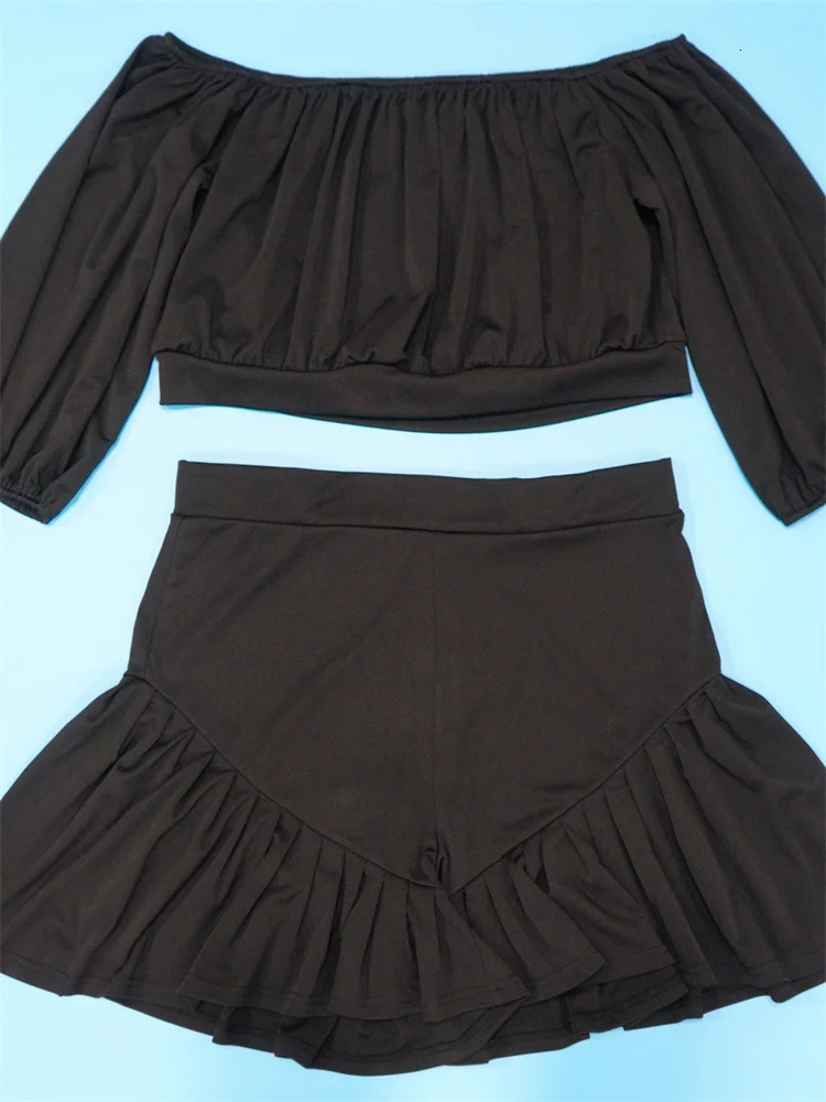 Wmstar Plus Size Shorts Sets Casual Off Shopulder Crop Top and Short Pants Two Piece Women Sport Outfits Wholesale Drop 250714