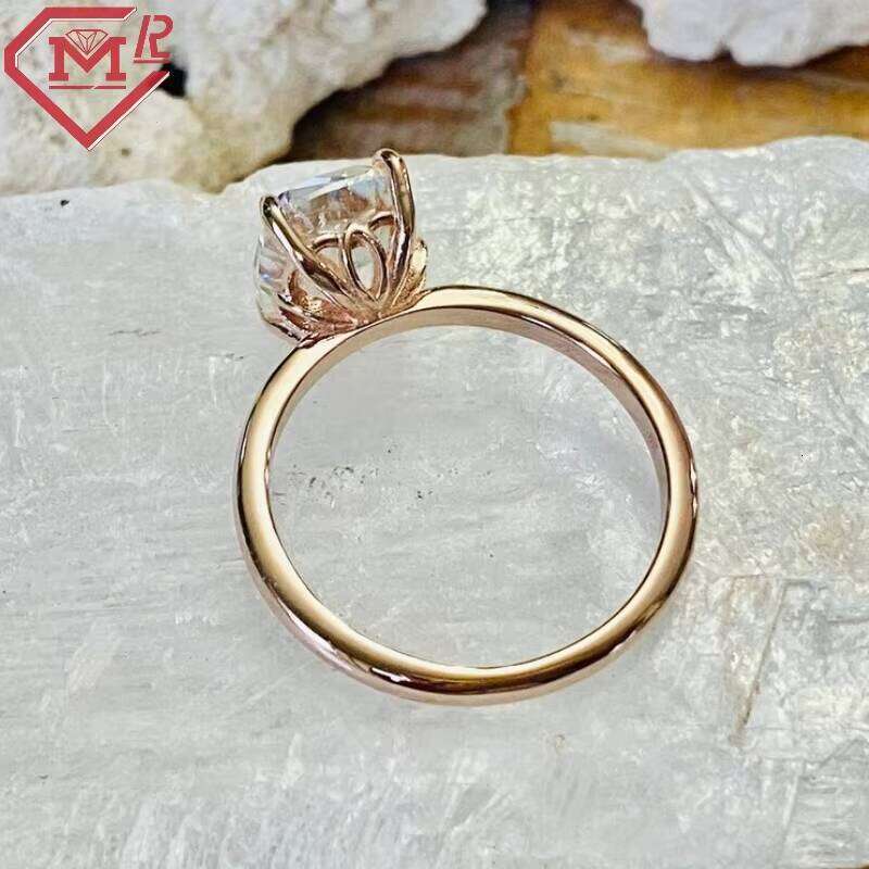 Antique Style Engagement Imitation 14k 4 Prong 3.5 Cushion Old Mine Cut Silicon Stone Ring