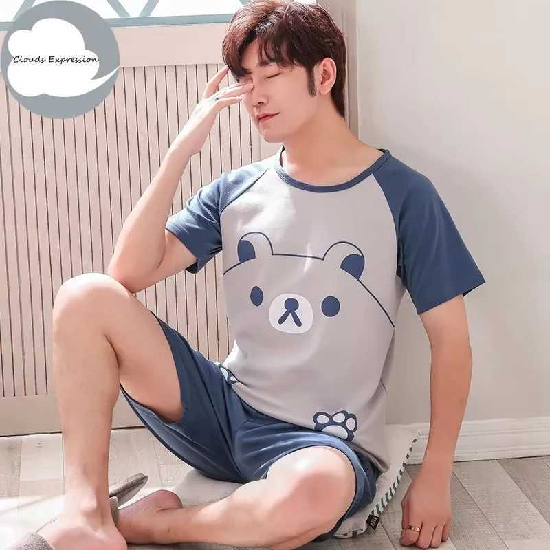 Summer Knitted Cotton Short Sleeved Mens Pajamas Sets Male Pajama Set Letter Pajama For Men Sleepwear Suit Homewear Size XXXXL W250717