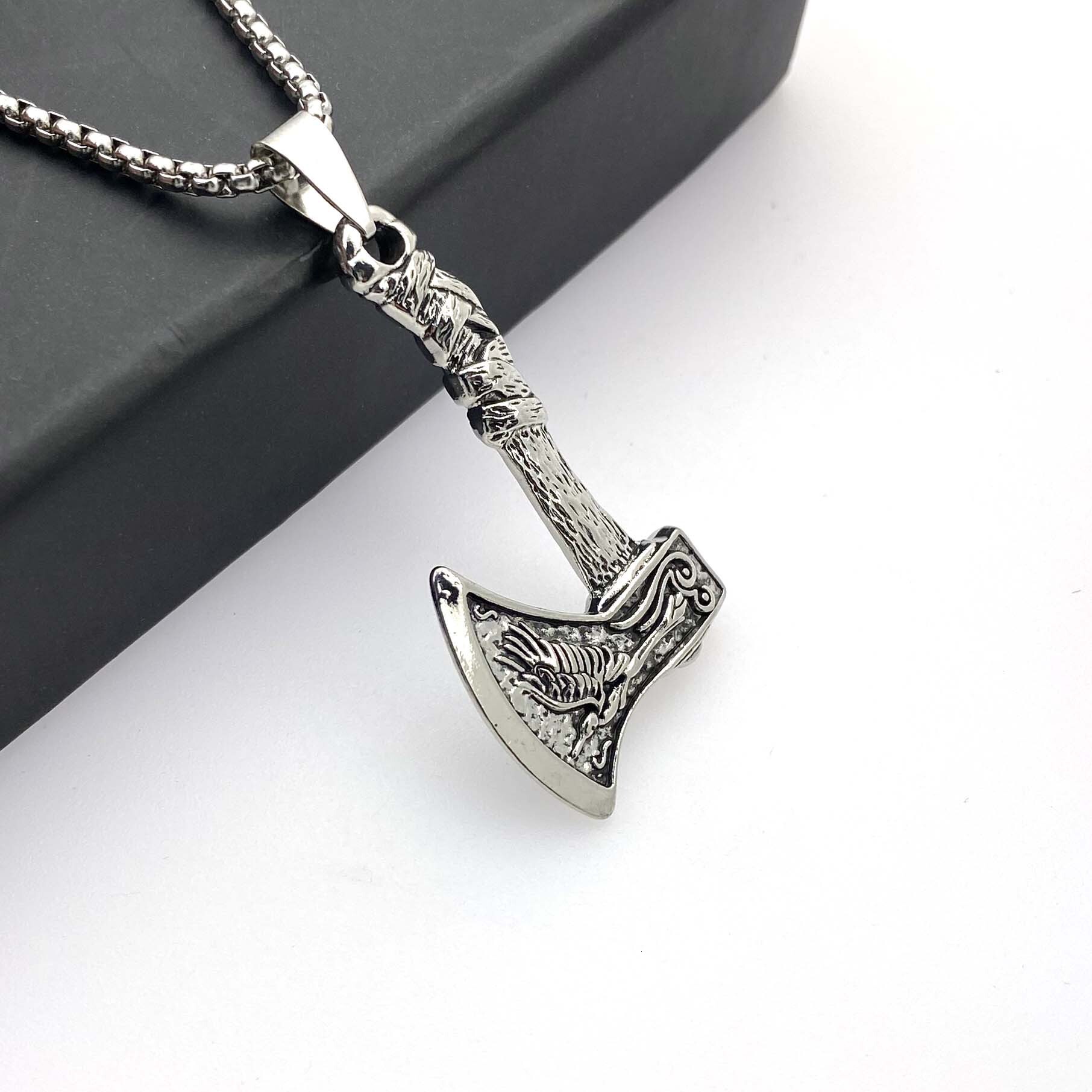 Luxury Jewelry Designer Jewelry Cross-border Hot-selling European And American Viking Pirate And Celtic Axe Alloy Pendant Stainless Steel Necklace Acc
