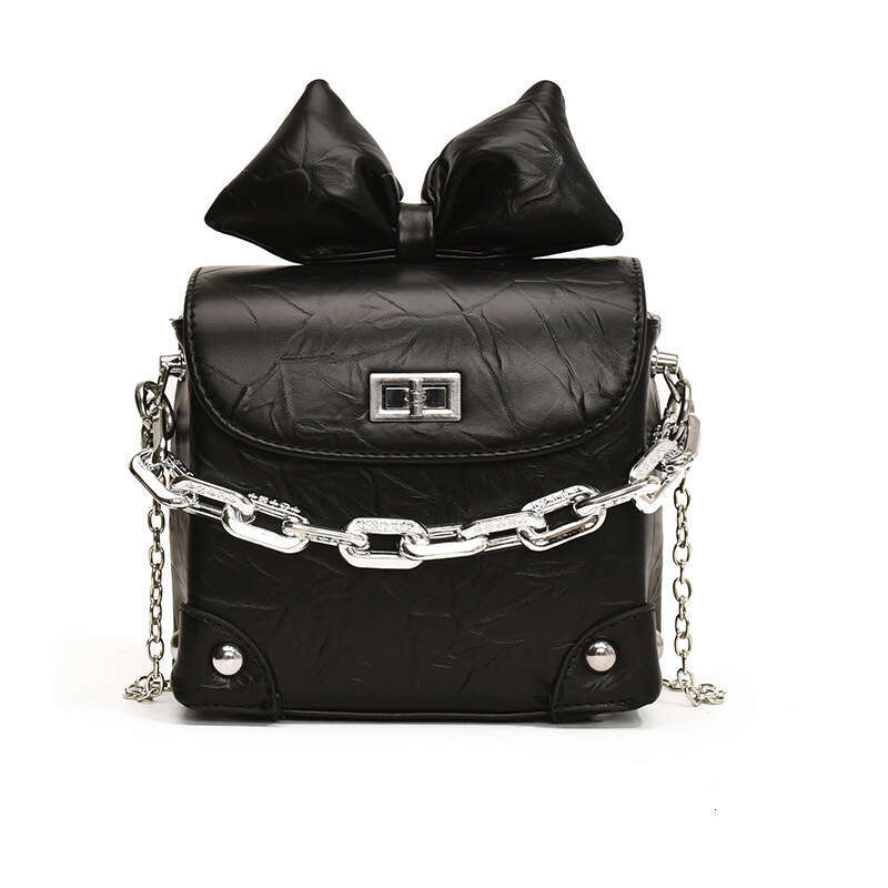 Crossbody Trendy Mini for Women New Solid Color Bow Chain Handbag Small Square Shoulder Bag
