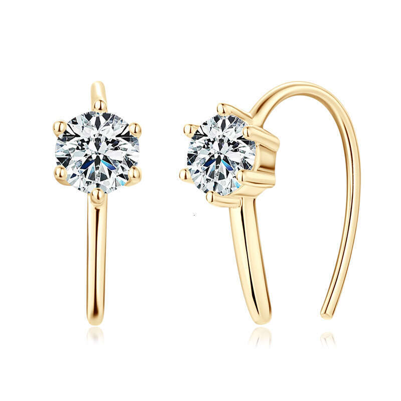 U-Shaped Fashion Simple S Sier Gold-Plated D Color Moissanite Earrings Personality D68