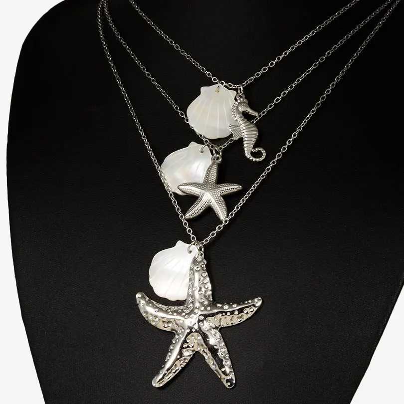 1Pc Stainless Steel Animal Starfish Turtle Octopus Seahorse Pendant Necklaces Vintage Summer Conch Shell Women Necklace JewelryXJ250717
