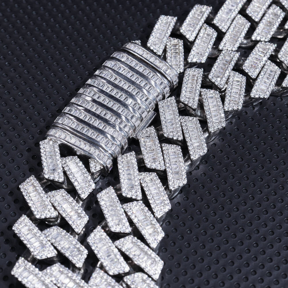 22mm Moissanite Chain Sterling Silver 925 Hip Hop Jewelry Iced Out Custom Men Necklace Cuban Link Chain 18k Gold Plated Jewelry