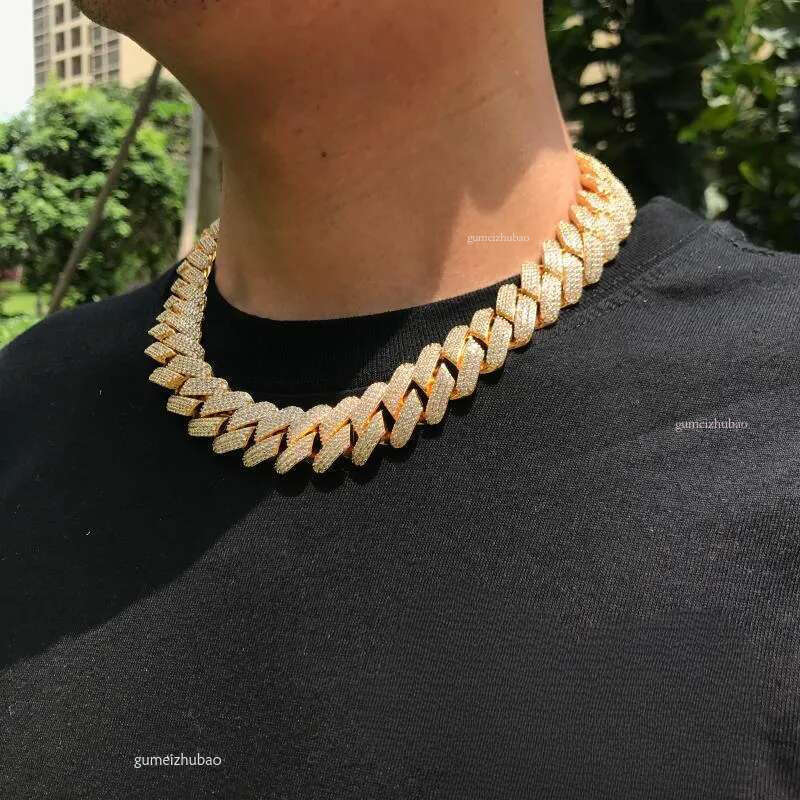 Hip hop jewelry bracelet necklace Moissanite necklace3 rows Hiphop iced out prong cuban link chain