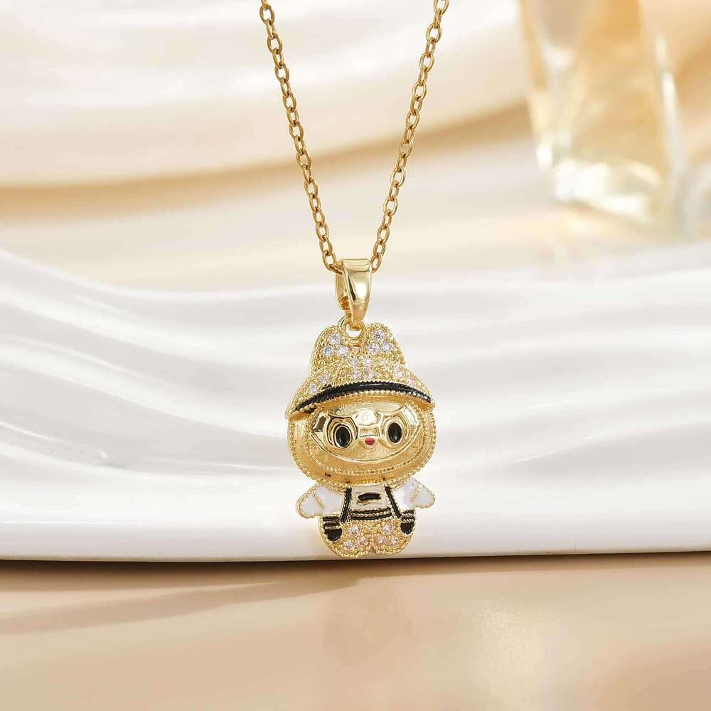 Cartoon Cute Labubu Pendant Fashion Versatile Necklace For Women Exquisite Collarbone Chain Best Friend Small Gift 4Eb