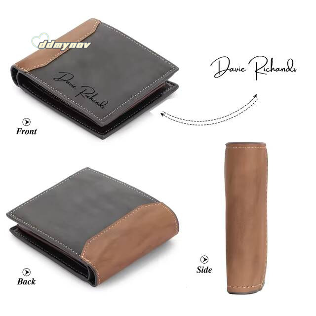 Custom Name Picture Card Holder Anniversary Birthday Gifts Men Gift for Husband Fathers Day Bifold Wallet ddmynov