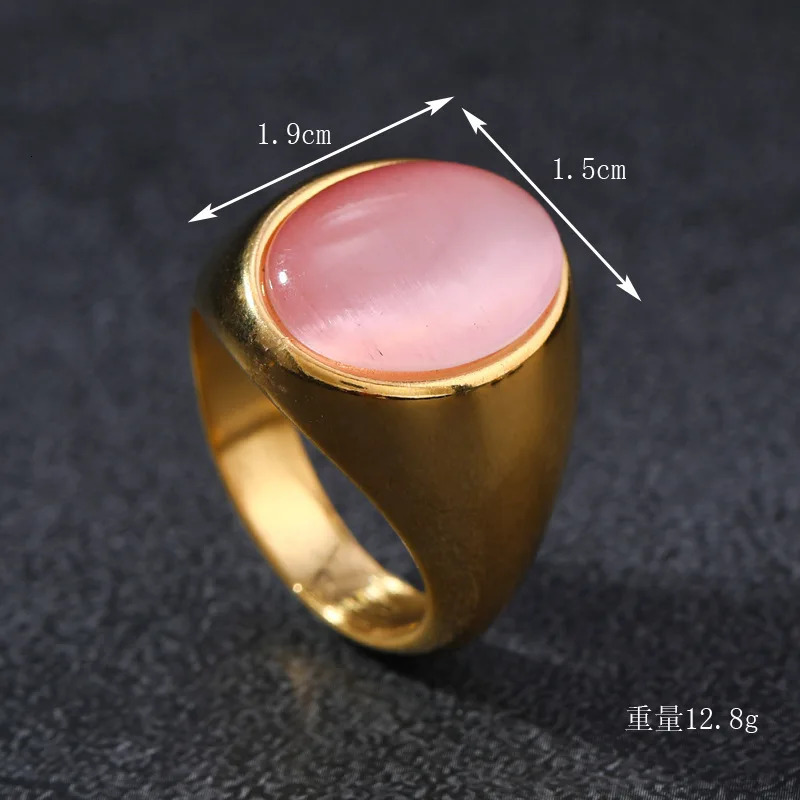 Vintage 316L Stainless Steel Black Pink Green Stone Ring For Women Men Finger Fashion Jewelry Accessories 6-12 Big Size 250716