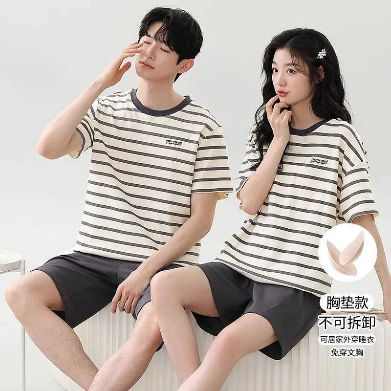 Summer Short Sleep Top Pant Cotton Pajamas Set For Men Women Cartoon Homewear Couples Sleepwear mens pajamas pajamas W250717