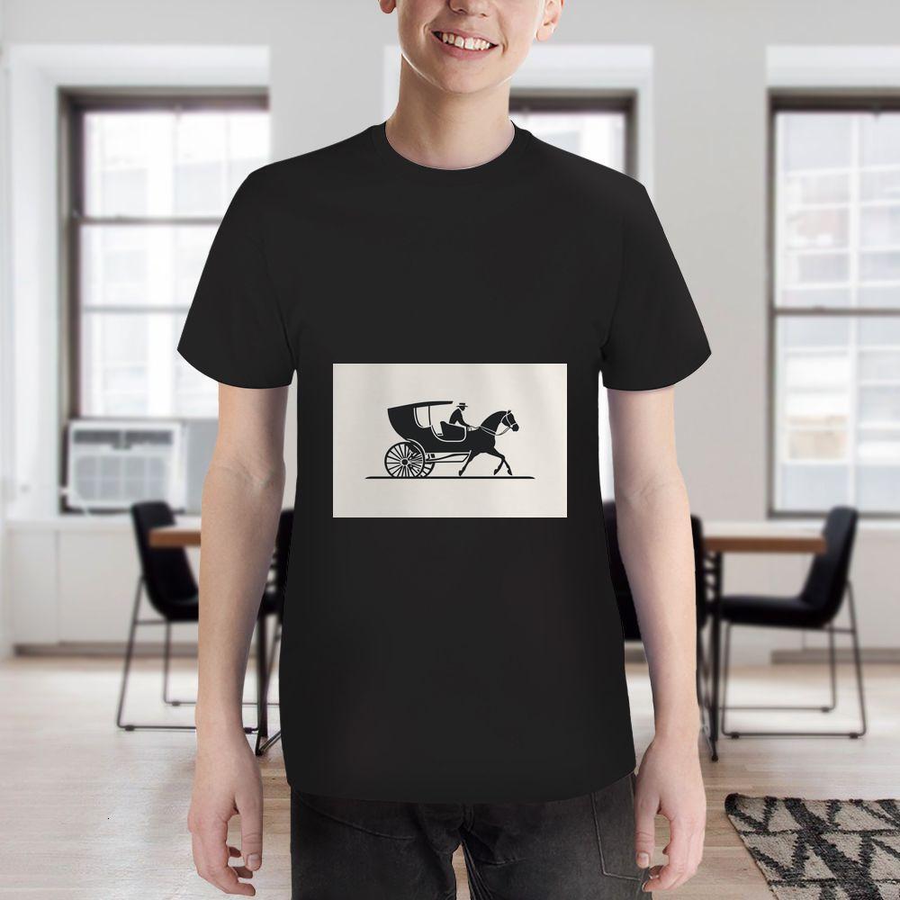 ddmywed Boy and girl Children's T-shirt T-shirt with an image of man riding a horse