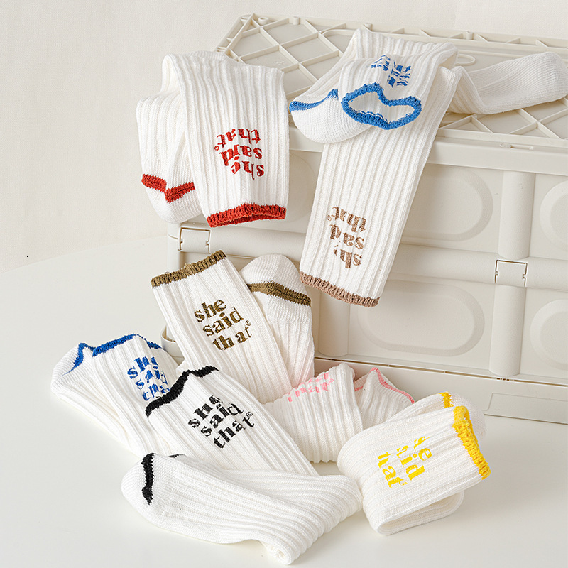 Printed Mid-Length Ins Style Thick Thread Pile Socks Letter Trendy Brand Fashion Long Tube Socks Couple Socks 240614
