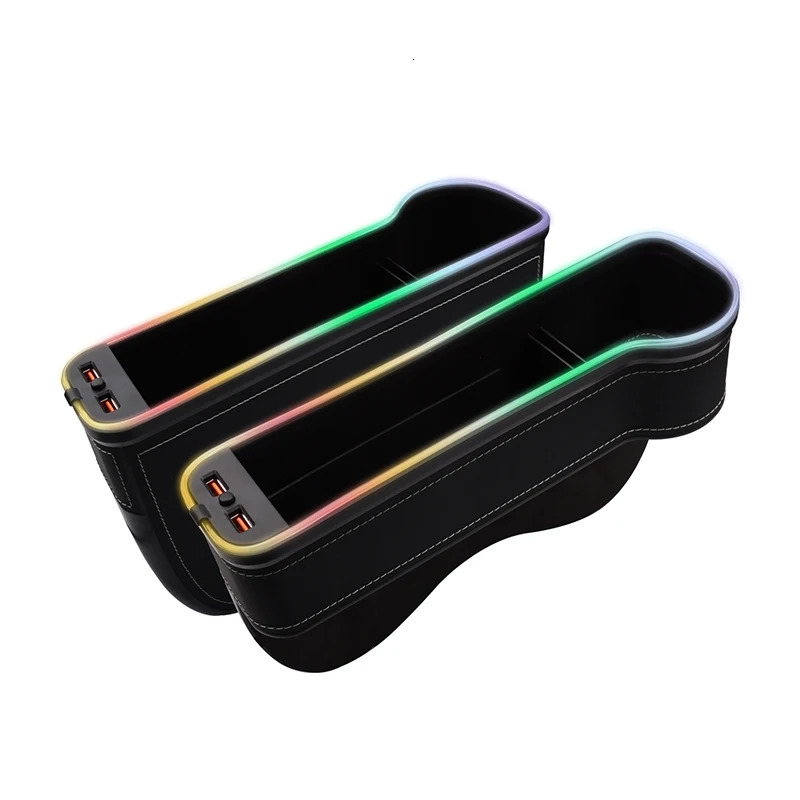 Car Seat Gap Filler Cup Holder 7 Colours Changing LED Car Crevice Storage Organizer Box With 2Usb Charger Car Accessories 250715