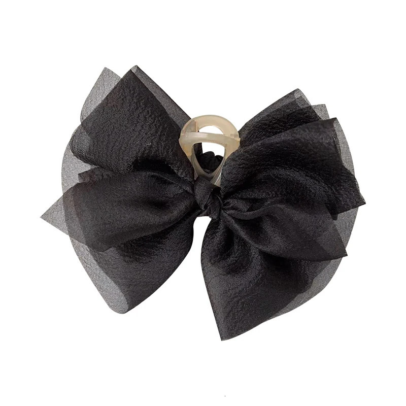 Summer Solid Color Mesh Tulle Bow Hair clips Elegant Women Ponytail Braid Hair Claw Clip Hair Clip Headwear Hair Accessories 250716