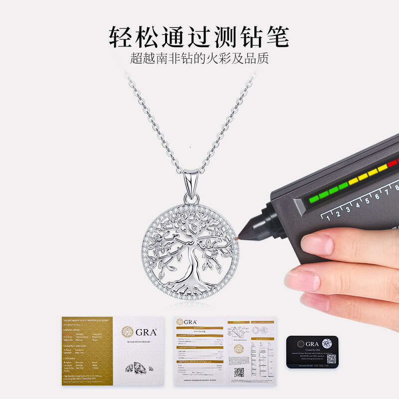 Creative Tree Of Life Moissanite Necklace For Women, Personalized Sterling Sier Sweater Chain 974