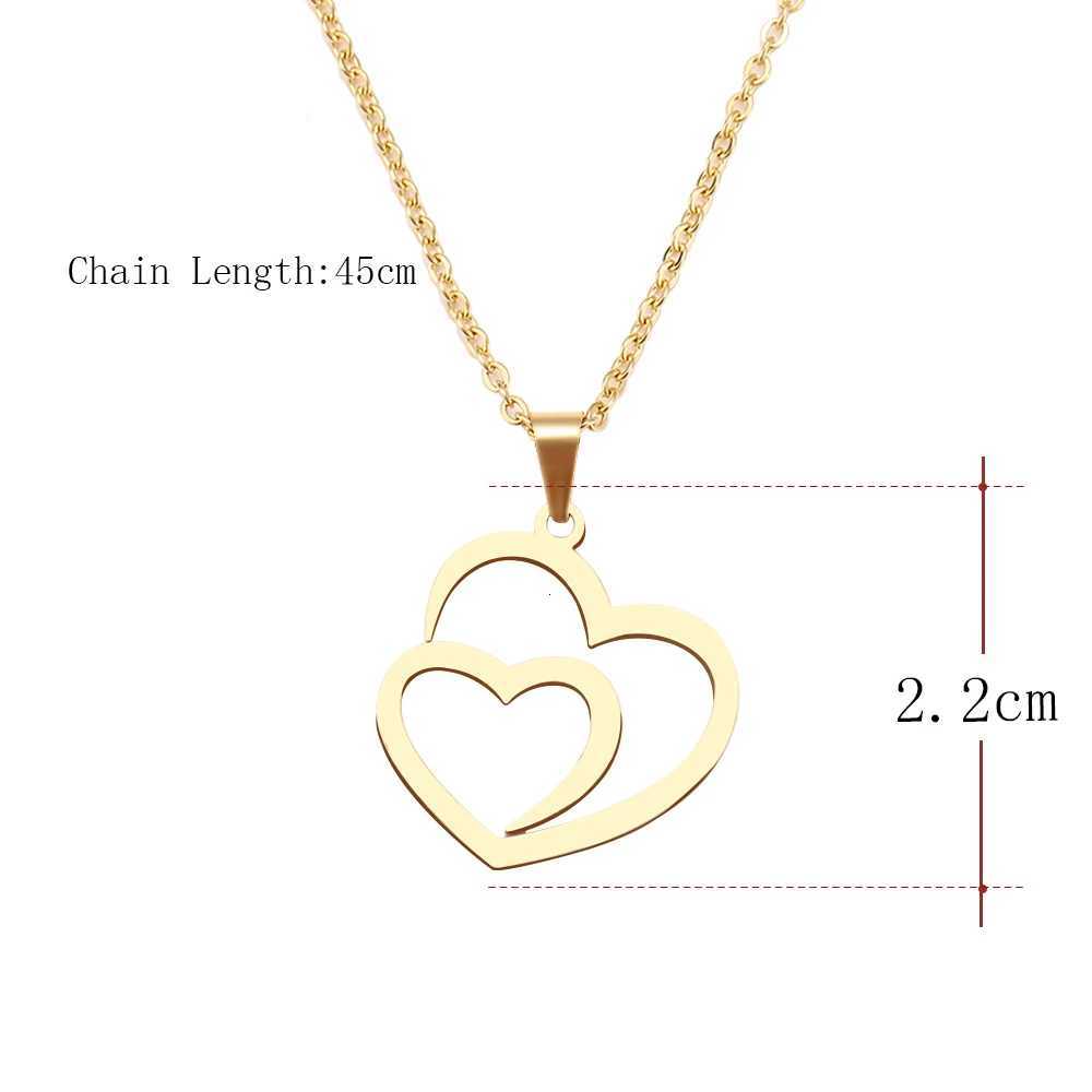DOTIFI Stainless Steel Necklace For Women Man Hollow Double Heart Choker Pendant Charms Necklace Engagement Jewelry XJ250717