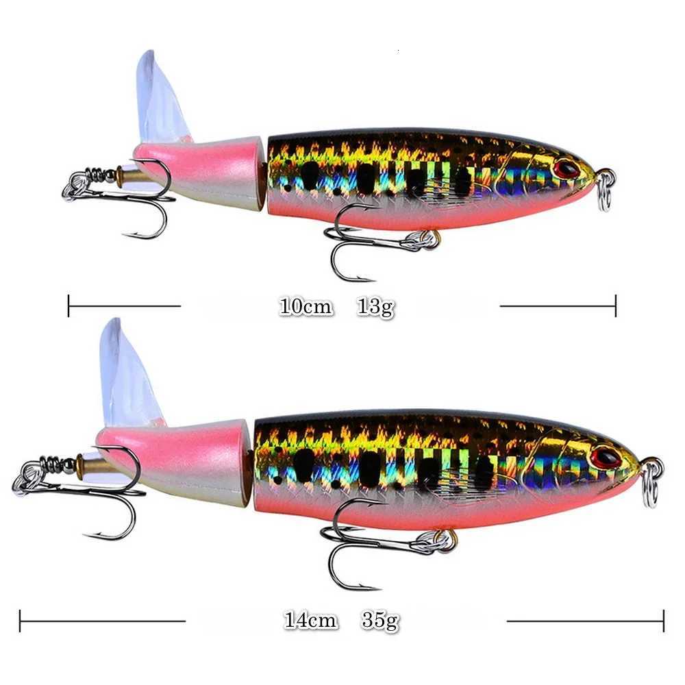 1pcs 10cm 14cm Topwater Spinner Fishing Lure Popper Artificial Pencil Hard Bait Propeller Rotating Tail Fishing Tackle Swimbait Z250717