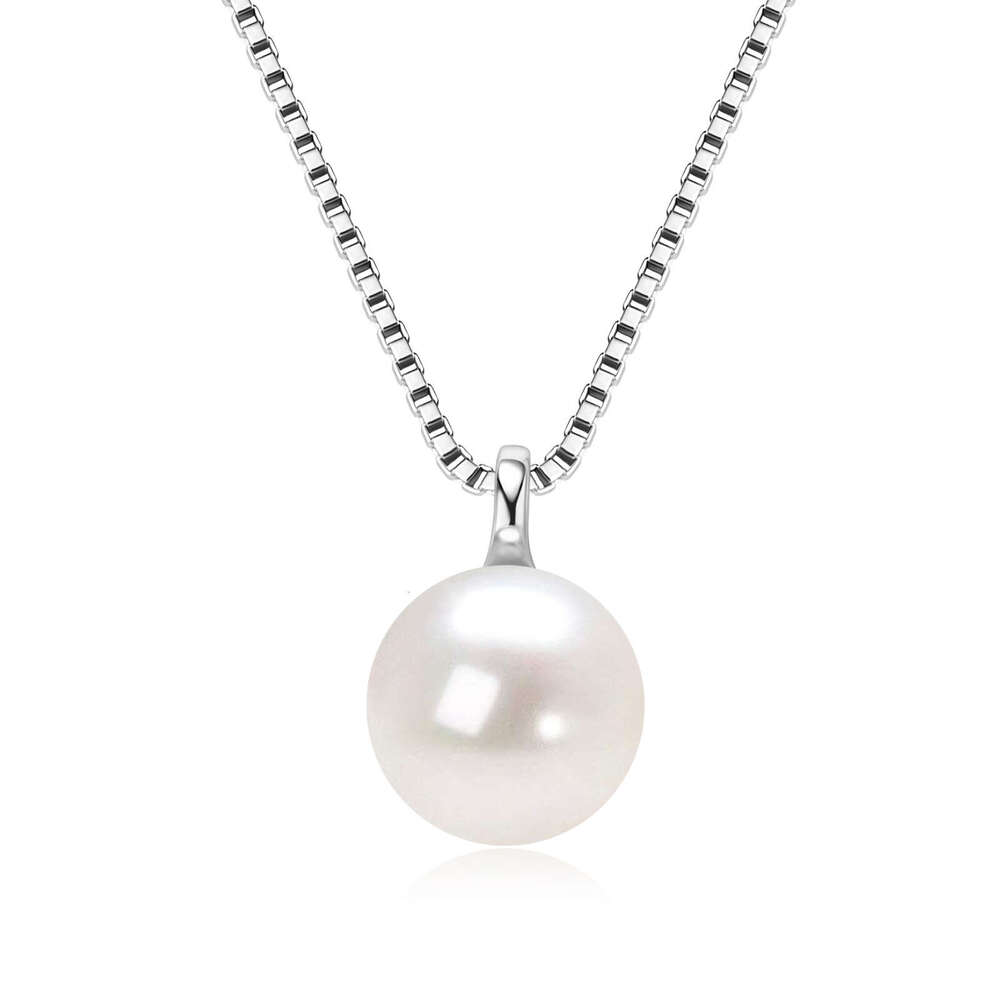 Perfect Round Natural Freshwater Pearl Necklace For Women, Pure Sier Simple Elegant Pendant, Tiktok Live Streaming B3c