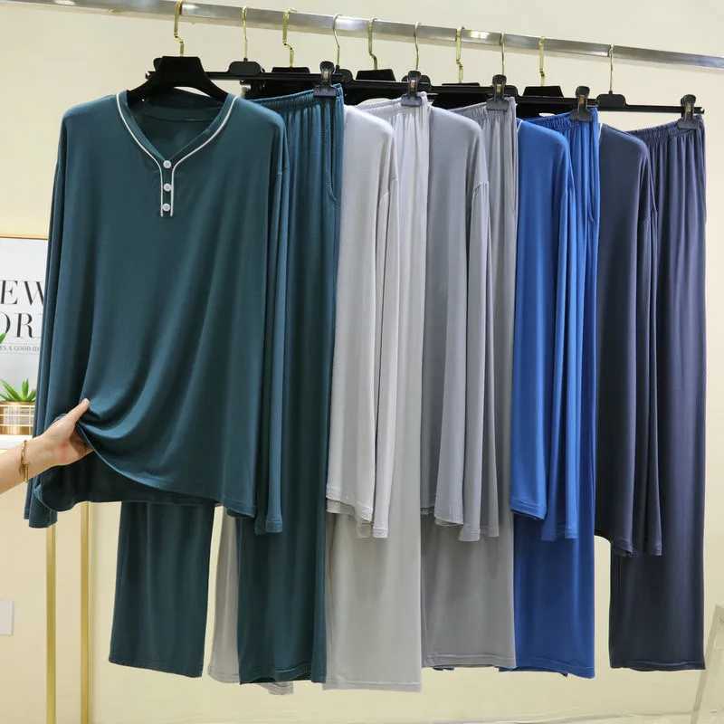 Mens Pajamas New Large Size Loose Sleepwear Set Casual Modal Pajamas For Men Long Sleeve Spring Autumn Home Clothing Male W250717