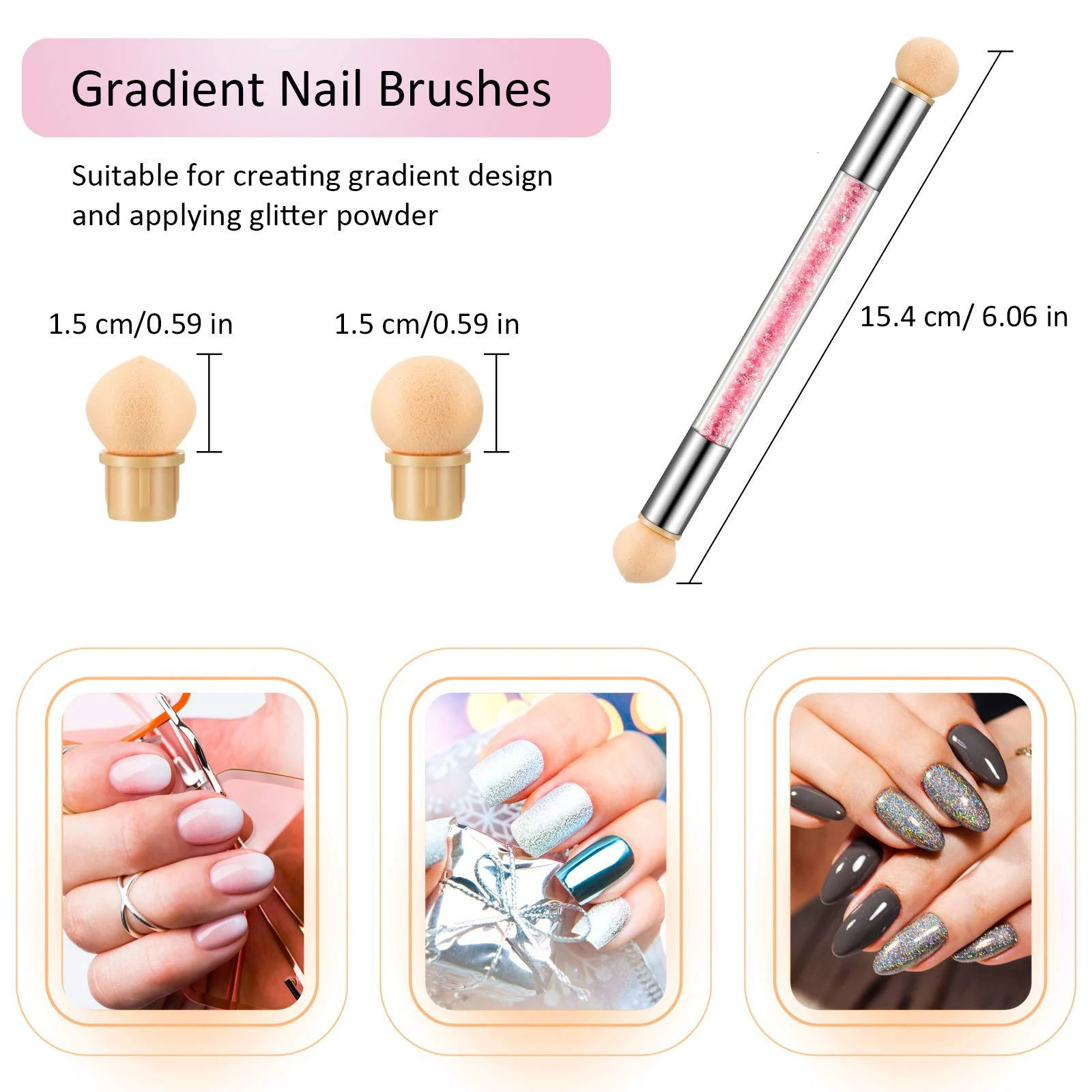 Sponge Nail Brush Picking Dotting Gradient Pen Brush Double Head Sponge Nail Brush Handle Acrylic Nail Painting Brush 250716