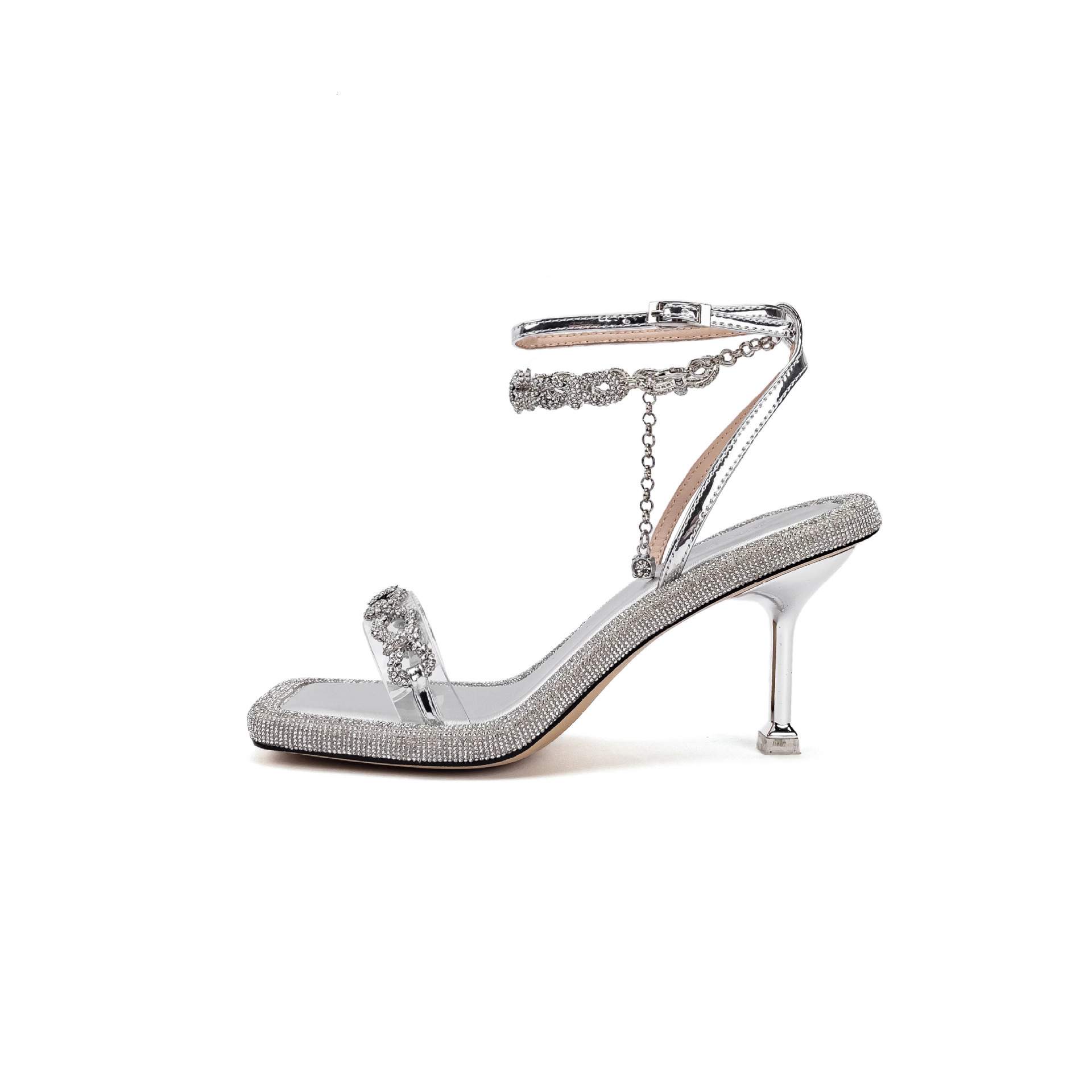 Beautiful Stiletto Heels Petite Women, Stunning Sandals for Summer 2025, Gentle Rhinestone Silver Shoes to Pair with Dresses ddmysaturn