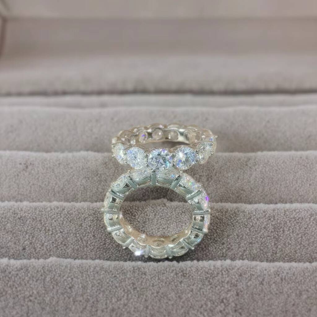 Full Moissanite Diamond Ring White Gold Plated Silver Ring 925 Sterling Sliver Women Wedding Engagement Jewelry