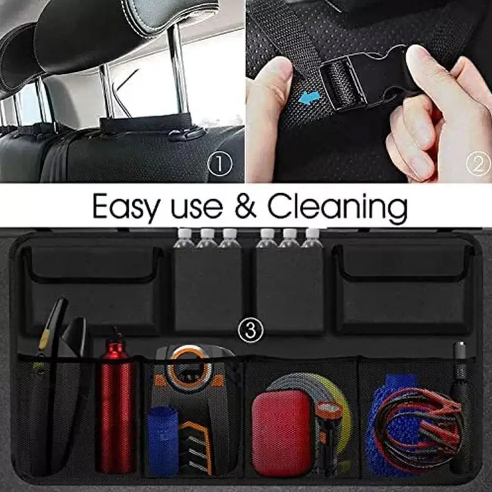 Car Trunk Organizer Adjustable Backseat Storage Bag Net High Capacity Multi-use Oxford Automobile Seat Back Organizers Universal 250715