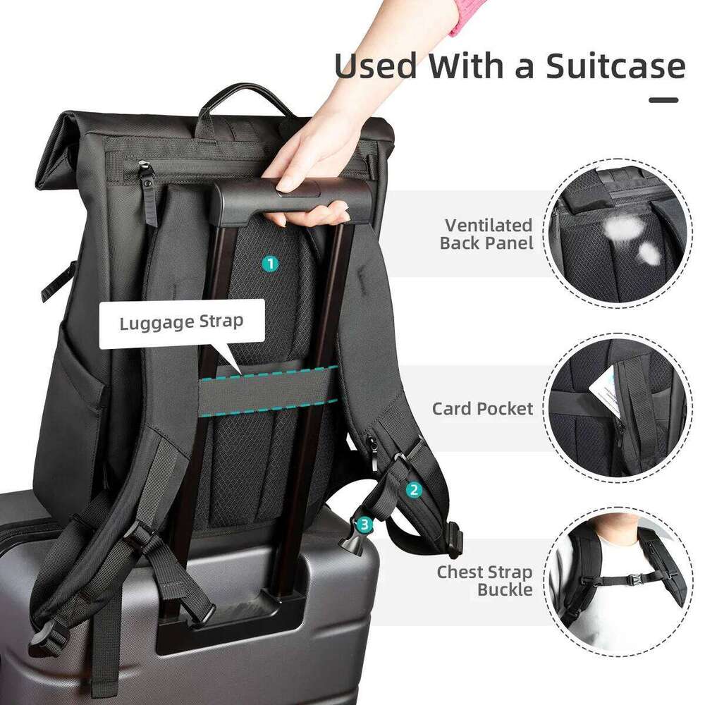 Heroic Knight Rolltop Laptop Expandable Water Resistant Compartment Work Men s Stylish Casual Travel Backpack