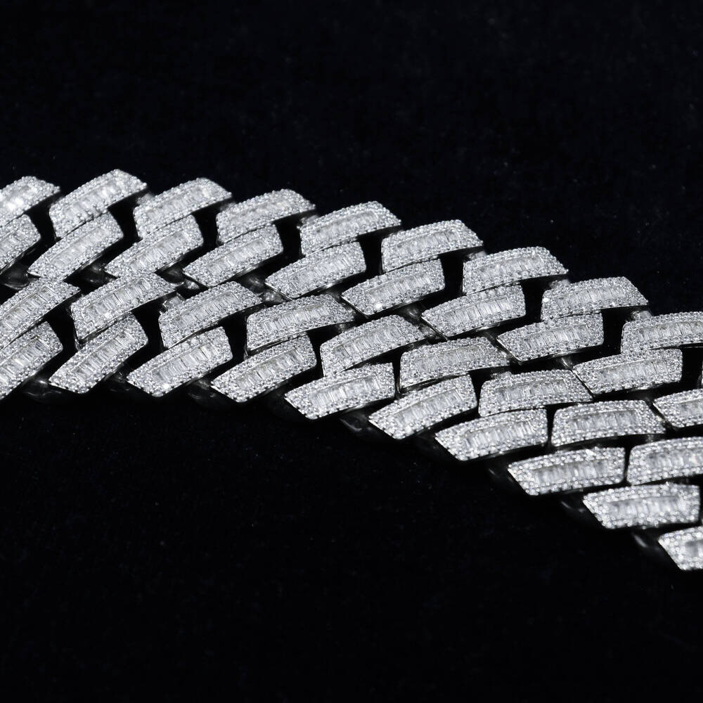 22mm Moissanite Chain Sterling Silver 925 Hip Hop Jewelry Iced Out Custom Men Necklace Cuban Link Chain 18k Gold Plated Jewelry