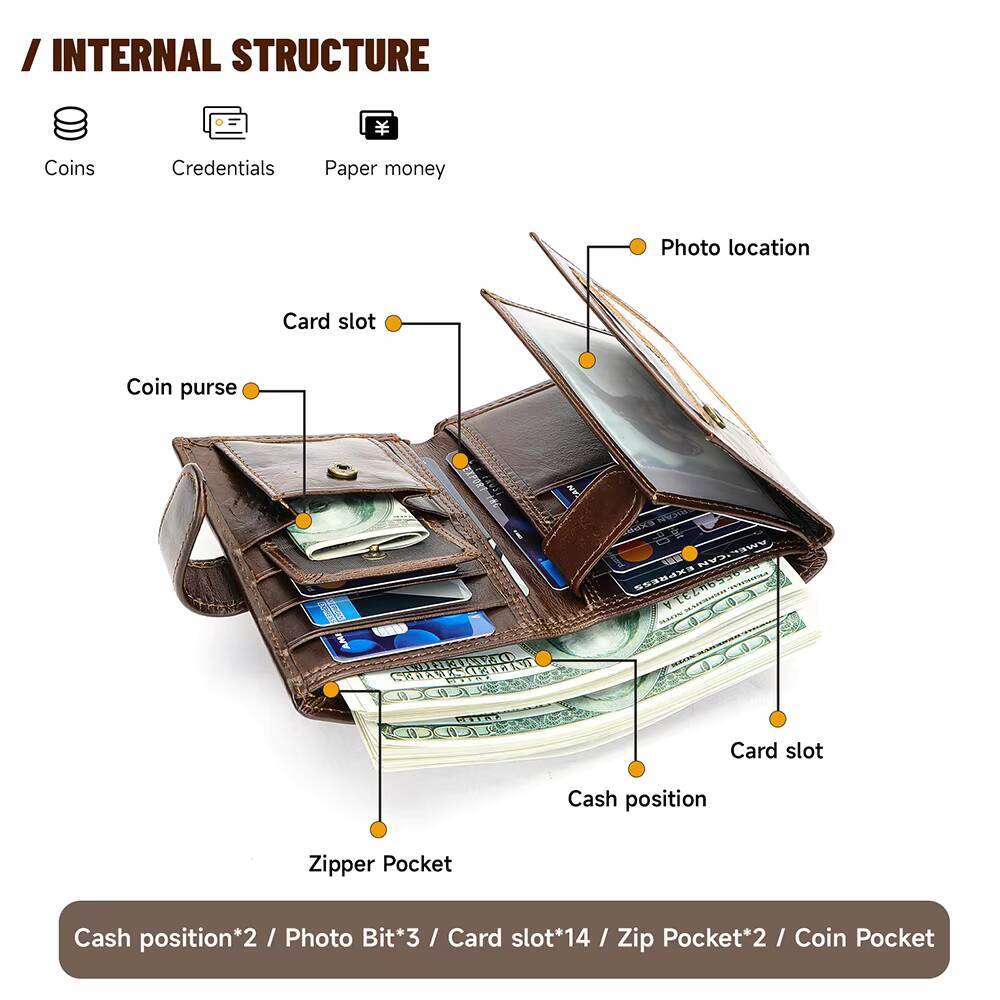 WESTAL Leather Mens Trend Multi-Functional First Layer Cowhide Premium Passport Wallet ddmynov
