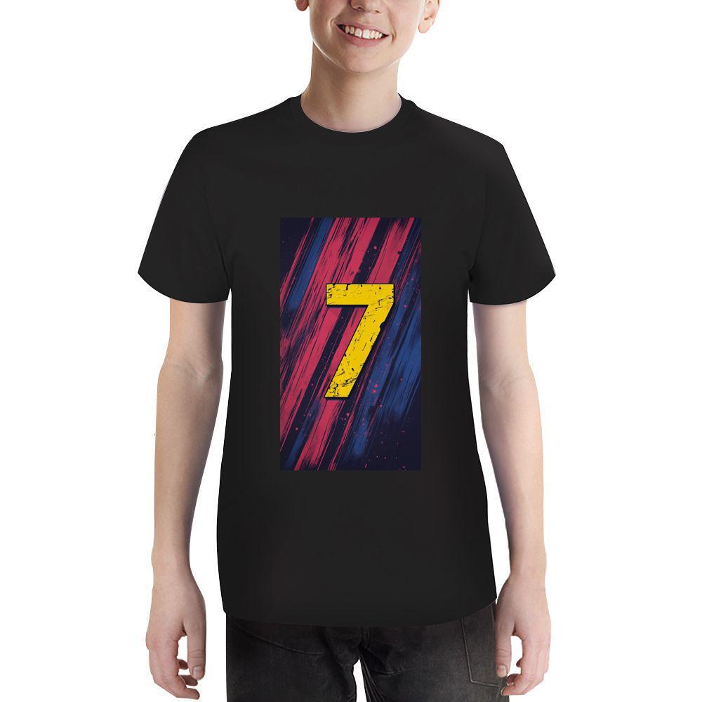 ddmywed Boy and girl Children's T-shirt a T-shirt with the number 7 on it ' s front