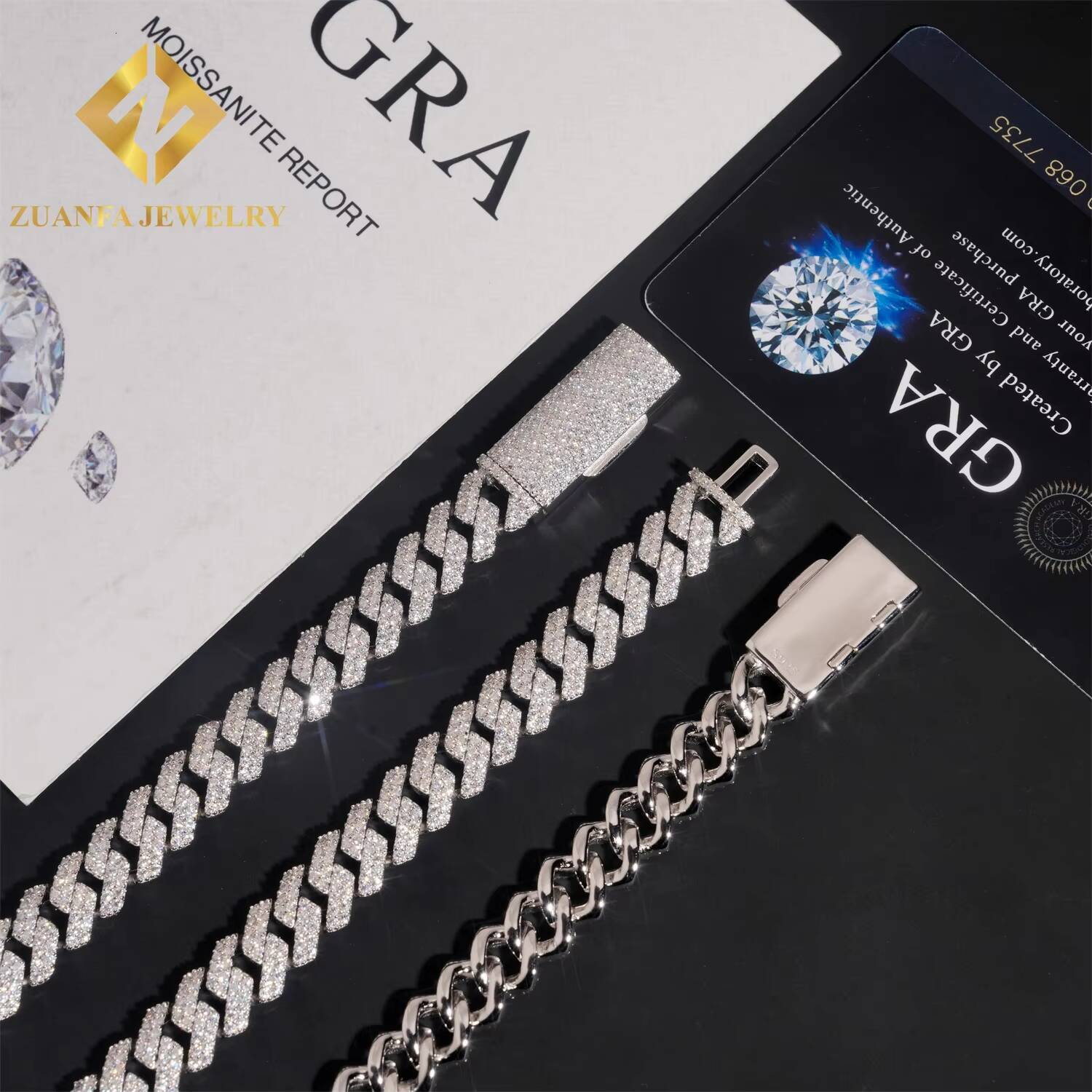 Pass Diamond Tester Fire Jewelry Fashion Hip Hop Style 10mm Cuban Link Chain Necklace 925 Sterling Silver Moissanite