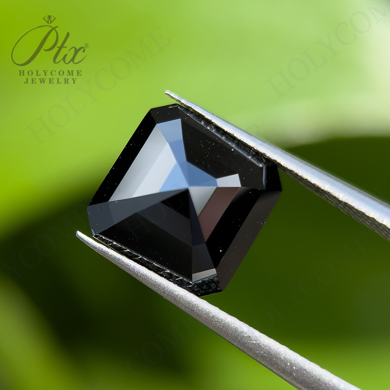 Holycome 6*6mm~12*12mm Black Color VVS1 Loose Moissanite Gemstone Factory Fine Jewelry Making Wholesale Price Asscher Cut Moissanite Diamond