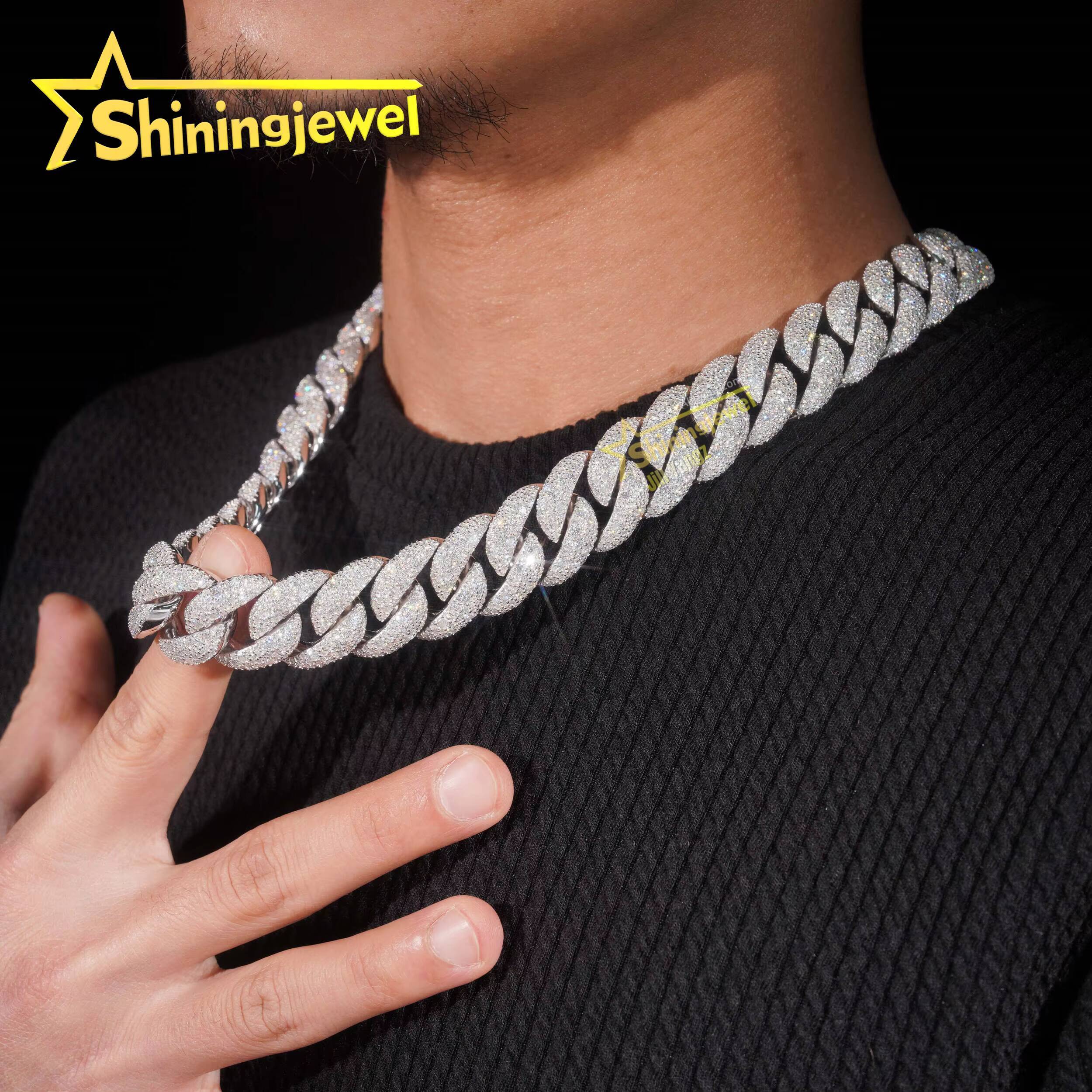 Trending Mosaic 20mm Cuban Links Top Quality Chunky Heavy Rapper Jewelry Iced Out Moissanite Diamond Cuban Chain