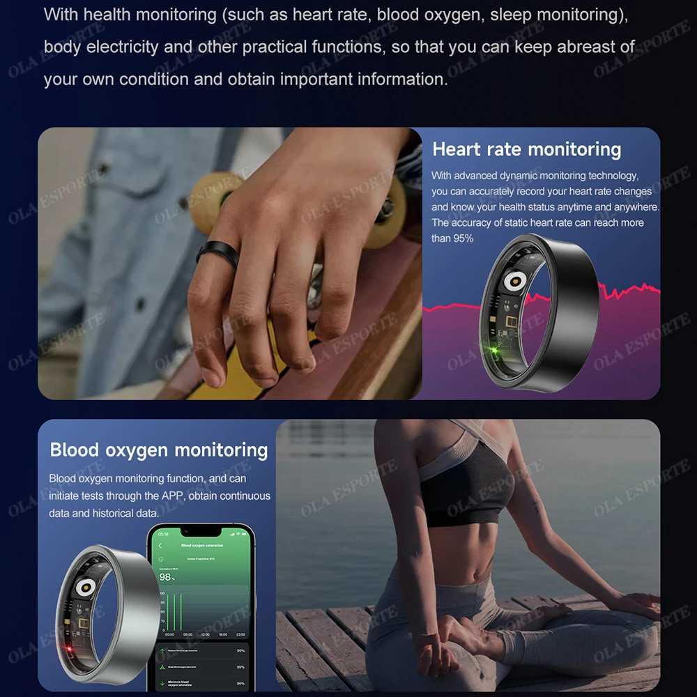 Smart Ring Fitness Tracker 10ATM Waterproof Connected Ring Man Camera Remote Control Electronic Swimming Pool New Smartring 2025 W250717