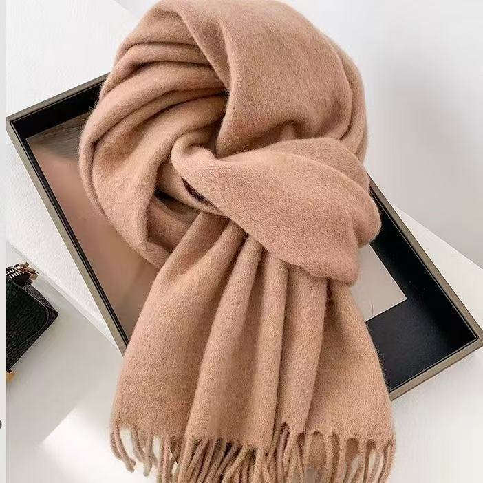 Simple men's and women's winter wool scarf set - fashionable designer cashmere shawl - circular shape - check patterned square scarf - pullover - 40-180 cm
