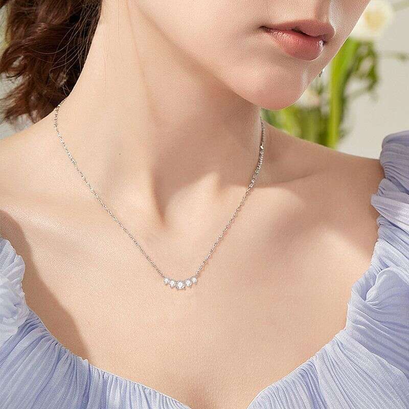 Trendy Sweet Cool Girl Fairy Style Smile Necklace For Women Moissanite Niche Clavicle Chain S Pure Sier Pendant Fcd