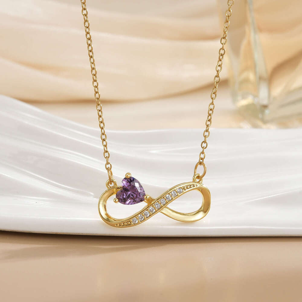 Personalized Design Infinite Loop Zircon Necklace Titanium Steel Figure 8 Collarbone Chain Women's Non-Fading Jewelry E70