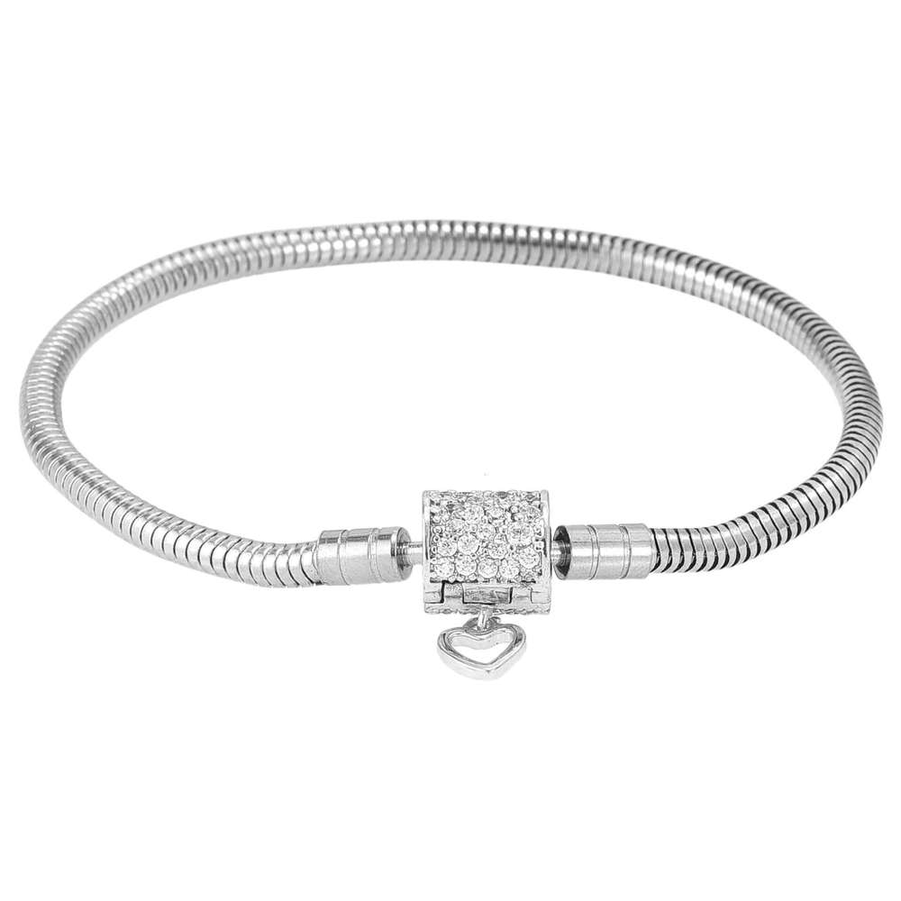 Creative Women's Heart Butterfly Zircon Snake Bone Basic Chain DIY Pendant Beaded Jewelry Bracelet 97B