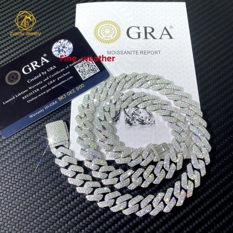 8MM 10MM Real Gold Plating Trendy 925 Silver Necklace Moissanite Cuban Link Chain Hip Hop Jewelry Iced Out Cuban Chain
