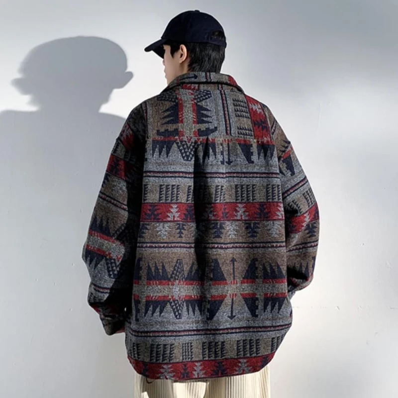 Japanese Fashion Woolen Jacket Mens Spring Autumn Loose Casual Lapel Top Trend Solid Color Oversized Jacket Aesthetic Preppy 250715