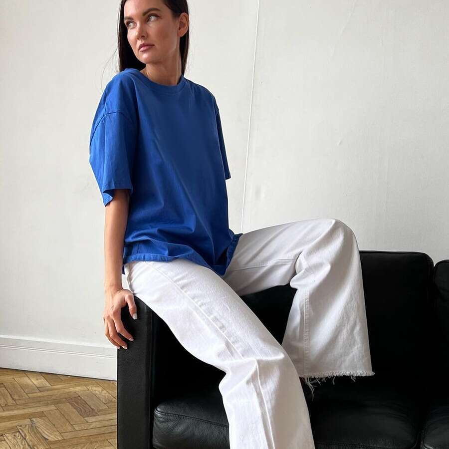 Spring/Summer New Solid Color Loose Fit Women's Short Sleeve Cotton T-Shirt Versatile Simple Top B5