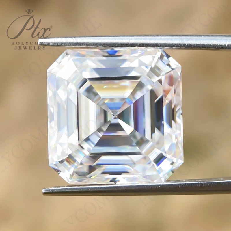 Top Quality 1 Carat Eco-Friendly Loose Lab Grown Moissanite Diamond Asscher D Color VVS1 Clarity GRA Certified Ring Necklace Earrings Bracelet Making